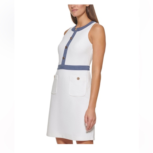 Tommy Hilfiger White Contrast Sheath Dress 0P - Picture 7 of 8